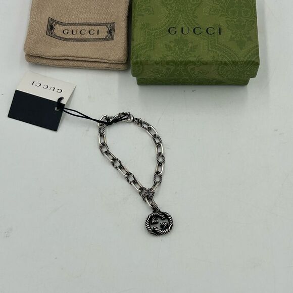 Women’s Gucci, interlocking G twisted charm sterling silver bracelet 925 Italy - Picture 6 of 12